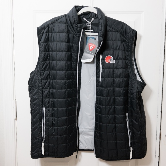 Cutter & Buck Golf Quilted Jacket Vest Outdoor Black Cleveland Browns Men's XXL - Picture 1 of 5
